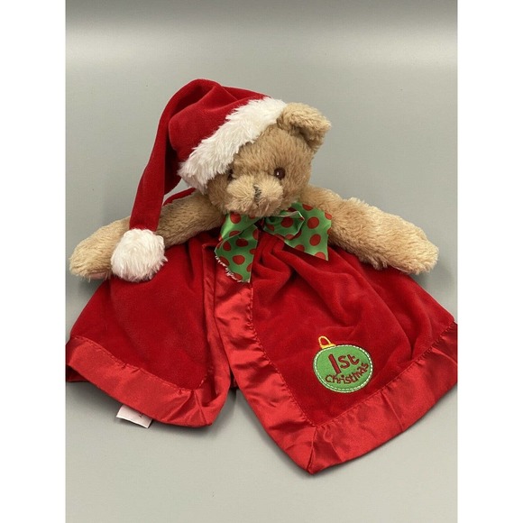 BEARINGTON Baby Collection 1ST CHRISTMAS Bear Lovey Security Blanket Embroidered - Picture 1 of 8